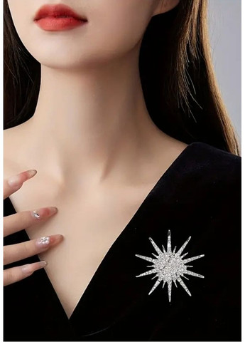 Ошатна срібляста сяюча брошка зірка, 1785 No Brand (369785318)