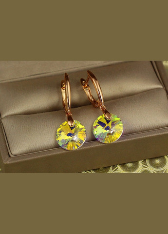 Сережки підвіски Сваровські Балет із жовтими каменями 3,2 см золотисті Xuping Jewelry (329153754)