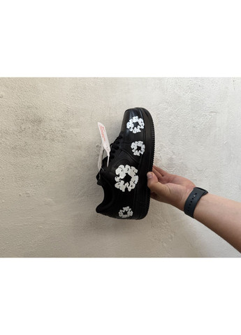 Чорні Осінні кросівки чоловічі nike air force 1 low denim black найк аір форс 1 преміум No Brand