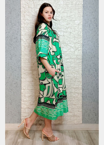 Зелена повсякденний, кежуал сукня оверсайз New Collection з абстрактним візерунком