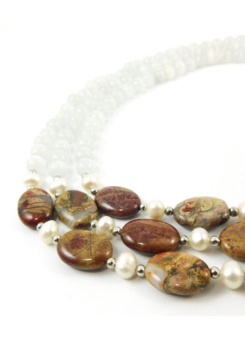 Намисто "Еліпс" Перли, Яшма, Котяче око Fursa fashion (326004546)