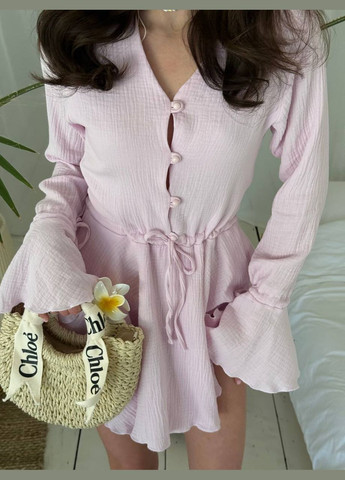 Світло-рожева святковий, коктейльна, повсякденний, джинсова, кежуал сукня з мусліну Україна