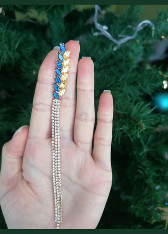 Брошка золоті колосся пшениці шпилька колосок жовто-блакитний Україна зі стразами No Brand (336947891)