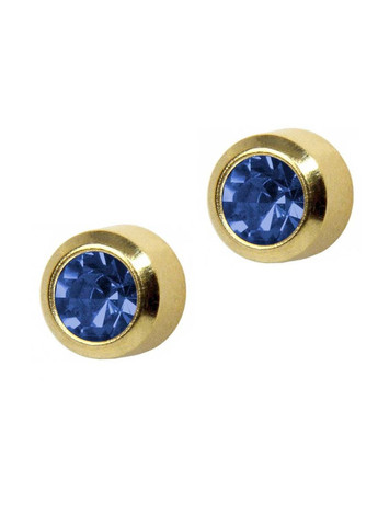 Серьги-гвоздики пусеты мини завальцованные золото, камень сапфир, 2 мм M 209 Y STUDEX (299385294)