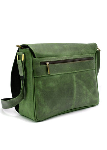 Сумка портфель через плече для чоловіків з натуральної шкіри для документів А4 з відділенням для ноутбука Зелений 40602 TARWA (361401022)