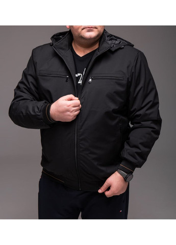 Черная мужская куртка черная ветровка батал утепленная, съемный капюшон No Brand