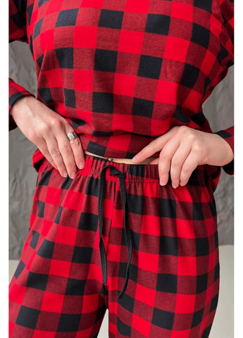 Красная зимняя пижама с брюками лонгслив + брюки Pijamoni 5670-4 red