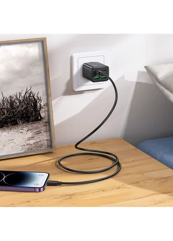 МЗП N56 Fundador PD30W four-port (2USB-A/2C) + кабель Type-C to Lightning Black Hoco (382609772)