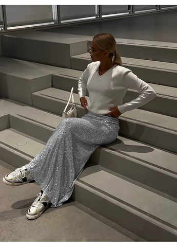 Серебряная повседневная юбка женская KaraMix