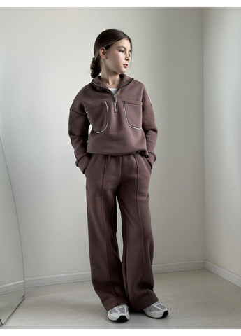 Коричневий зимній костюм (штани, світшот) підлітковий брючний IRmAS оверсайз