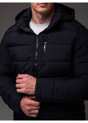 Темно-синя демісезонна утеплена куртка з капюшоном Vakko