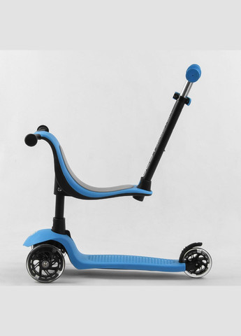 Дитячий самокат PL-422. Сидіння, батьківська ручка, 3 PU колеса з підсвічуванням. Блакитний Best Scooter (292553294)