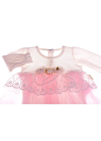 Боди платье с длинным рукавом для девочки Рюша розовое интерлок MiniPapi 68 см (31045) BABYKROHA (315423609)