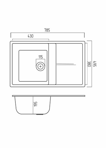 Гранітна мийка для кухні SELENA 7950 матова Антрацит Valeso (342071837)