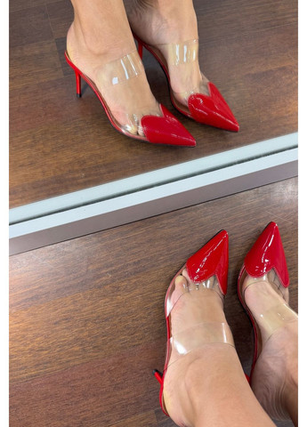 No Brand Жіночі туфлі слінгбек силіконові у формі серце червоні 7 см слінгбекі червоний з силікон, — літо (351394495)