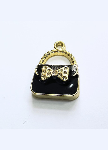 Підвіски металеві Кулон сумка клатч з бантом Золотистий чорна емаль 23 мм x 17 мм Finding (328943090)