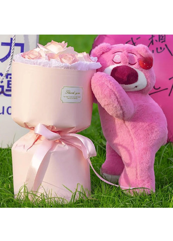 Подарунковий набір м'яка іграшка ведмедик із букетом теплою білою LED-підсвіткою від батарейок 27 см (479573-Prob) Unbranded (322313129)