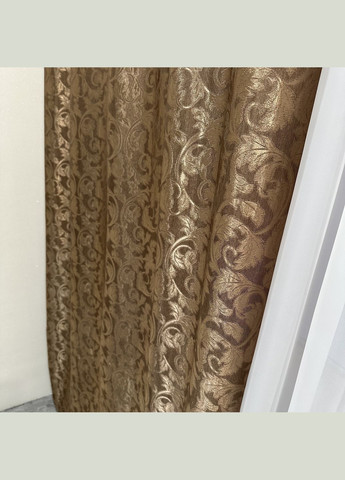 Комплект готові жакардові штори "Севілья" коричневого кольору з квітковим візерунком 2шт 1.5×2.7м. No Brand (331619136)