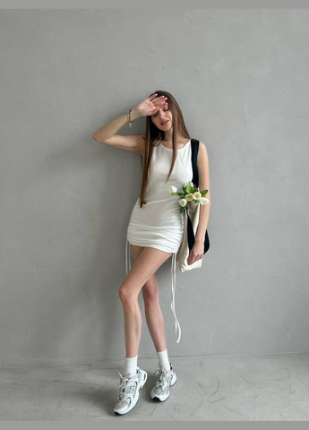 Білий повсякденний сукня довжини міні з затяжками MonCher