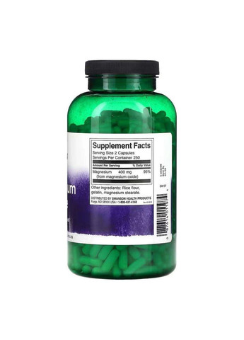 Магній оксид 200 мг для здоров'я м'язів та кісток мікроелемент для нервової системи Swanson (368989463)