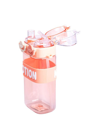 Бутылка для воды с трубочкой 550 мл спортивная пластиковая бутылка для тренировок Розовая HP-14-49P Yiwu (369143012)