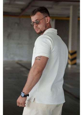 Белая мужская футболка поло однотонная polo белая Teamv