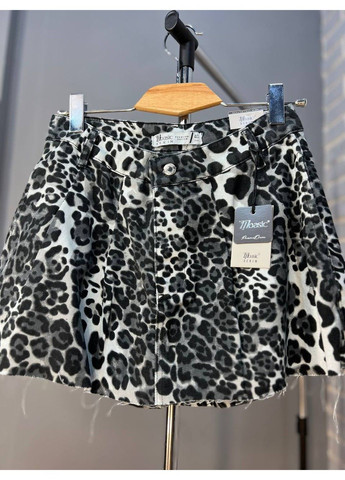 Шорти - спідниця джинс ITS’BASIC 287-38 леопардовий принт складки короткі Its Basic (304548504)