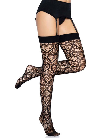 Leg Avenue Heart net thigh highs OS Black No Brand (303909293)
