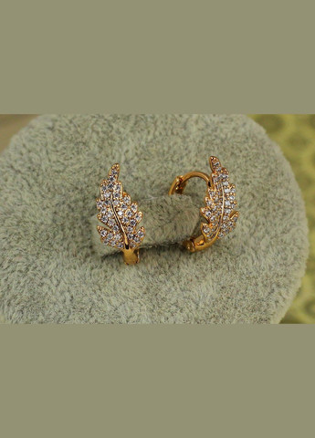 Серьги Листочек с камешками 1,5 см золотистые Xuping Jewelry (316433892)