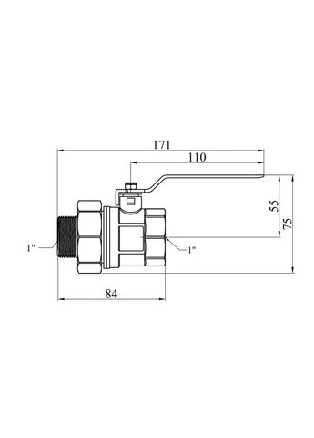 Кран-американка 1" ВН PN30 ручка, латунний STA (317349070)