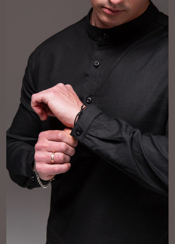Черная повседневный, кэжуал рубашка однотонная Vakko
