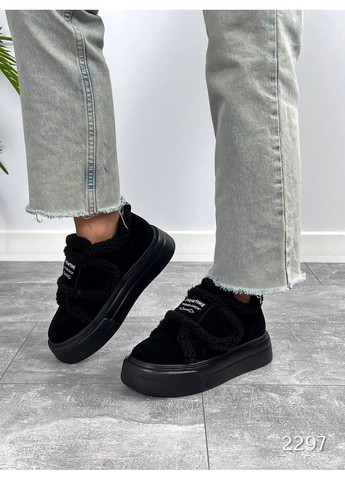 Зимові кросівки тедді, зимові кріпери, жіночі кросівки на зиму код 2297 ITTS чорні зими (362045518)