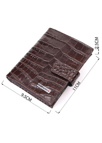 Компактний чоловічий шкіряний гаманець з тисненням під крокодила та монетницею коричневий (sku_21386) No Brand (327819519)