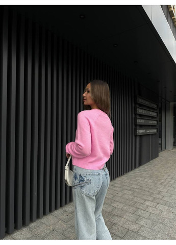 Рожевий демісезонний базовий светр із турецької в’язки, колір барбі — заміри в описі DK/DL Мода без кордонів
