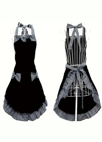 Фартух з бантами і мереживом. Чорно-білий фартух No Brand (301912922)