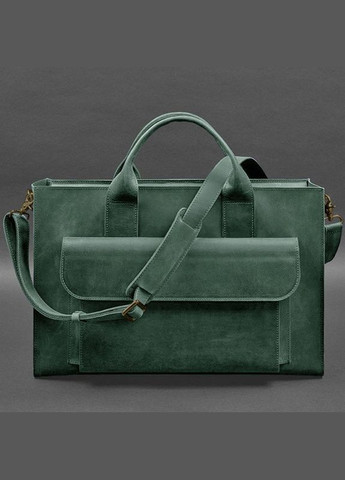 Сумка мужская кожаная через плечо для ноутбука и документов зеленая Crazy horse BlankNote (302007942)