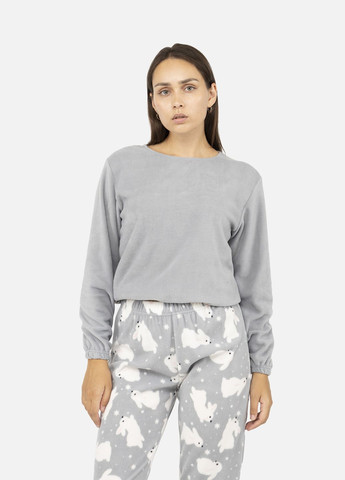 Світло-сіра зимня жіноча піжама зі штанами колір світло-сірий цб-00260477 Yuki