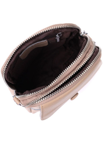 Небольшая вертикальная сумка для женщин на два отделения из натуральной кожи 22400 Бежевая. Vintage (329147821)