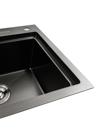 Кухонная мойка черная PVD 78*43 R Handmade (два отверстия, круглый сифон 3,0/0,8) Platinum (291016286)