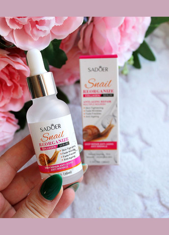 Сыворотка для лица Snail Reorganize Collagen Serum с коллагеном и экстрактом слизи улитки, 30 мл SADOER (307822345)