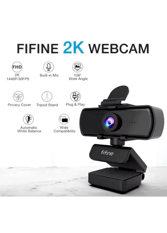 Вебкамера K420 + штатив тренога | встроенный микрофон 2K 1440P Fifine (354224341)