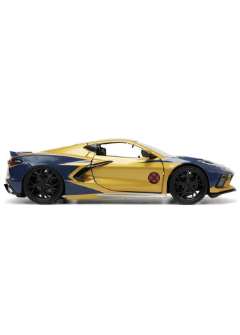 Машина металева Марвел. Люди-Х Шевроле Корвет з фігуркою Росомахи, 1:24, жовтий з синім () Jada 253225025 (362080831)