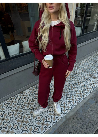 Женский спортивный костюм Україна бордовый повседневный трехнитка с начесом