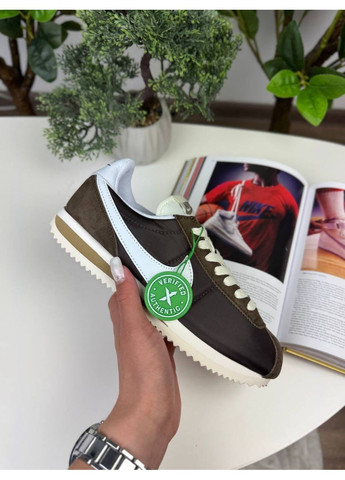 КРОСІВКИ ЖІНОЧІ NIKE CORTEZ BROWN WHITE НАЙК КОРТЕЗ No Brand білі демісезони (367172999)