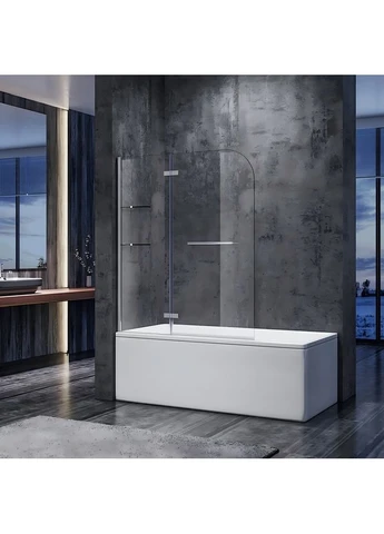 Шторки стеклянные на ванну SR BS05-90x140-TR-01 прозрачное стекло Easy Clean 6мм, хром (KR5372 KOER (392430630)
