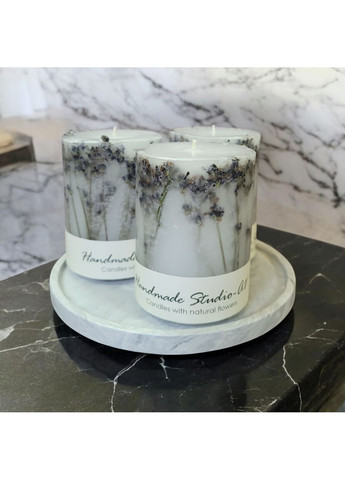 Набор свечей ручной работы декоративные свечи в наборе из 3 шт на подставке с веточками лаванды Handmade Studio - AV (370709252)