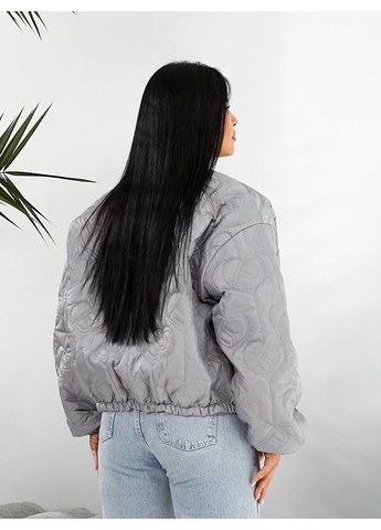 Серая демисезонная куртка-бомбер женская оверсайз Style Point