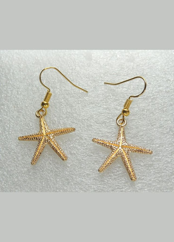 Серьги серьги крючок Морская звезда 4 см золотистые Liresmina Jewelry (285110884)