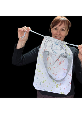 Светоотражающий Шопер Svitashka мини на завязках Единорог серые ручки No Brand (335051232)