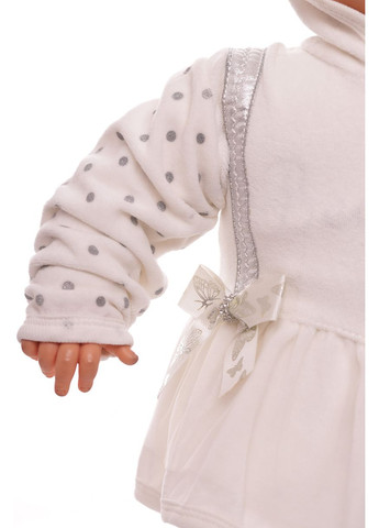 Білий зимній костюм з довгим рукавом для велюрової дівчинки з бантиком білий 68 см (26664) BABYKROHA